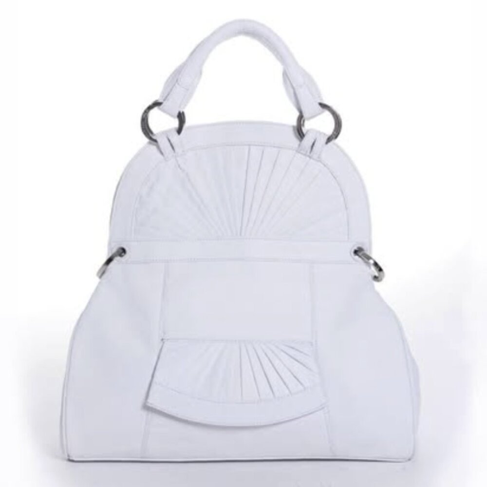 RARE! Michelle Vale White Leather Shoulder/ Hand bag NWOT
